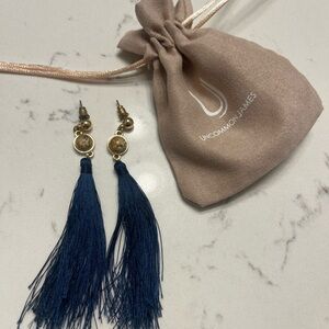 Uncommon James Navy Tassel Drop Earrings